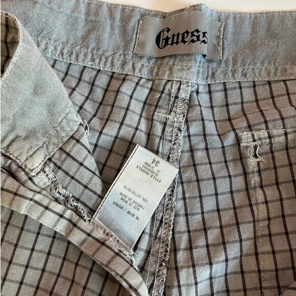 Guess Checkered Gray Cargo 100% Cotton 11.5" Inseam Shorts Men Size 34 - Picture 5 of 8